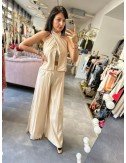 Komplet Lumina Wiskoza Poliamid | Top Halter Spodnie Palazzo | Letni Zestaw | Elegancki