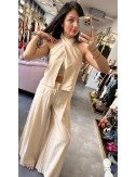 Komplet Lumina Wiskoza Poliamid | Top Halter Spodnie Palazzo | Letni Zestaw | Elegancki