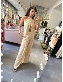 Komplet Lumina Wiskoza Poliamid | Top Halter Spodnie Palazzo | Letni Zestaw | Elegancki