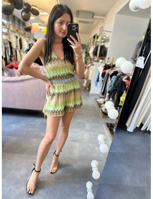 Kombinezon HaveOne Krótki | Dzianina Zygzaki | Bawełna Poliester Lurex | Letni Modny