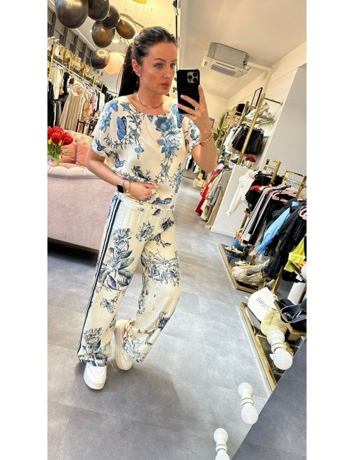 Spodnie Ana Caselli Szerokie | Wzór Orientalny | Wiskoza Nylon | Letnie Eleganckie | Moda Włoska