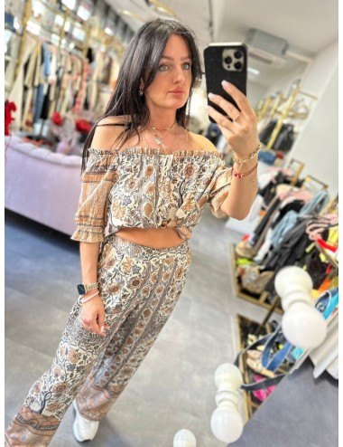 Bluzka Ana Caselli | Luźna Wiskoza | Kremowa / Jasny Beż | Odzież Damska