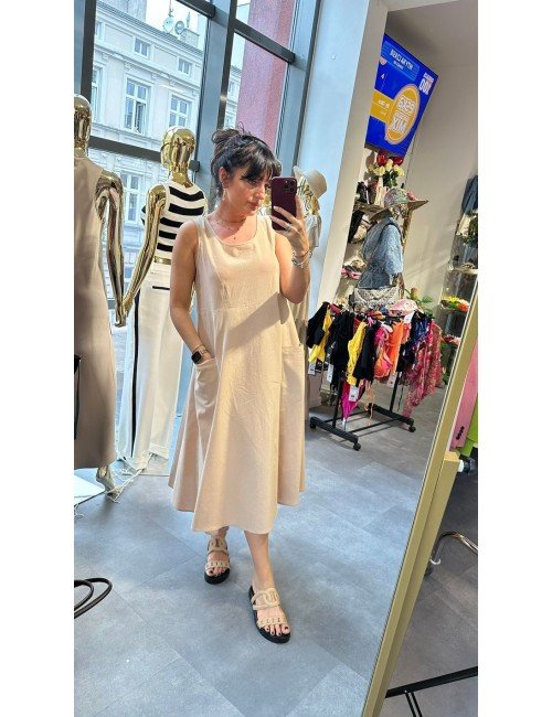 Sukienka Bawełniana Trapezowa Kieszenie Beż Czarna Błękitna Szara | Sukienka na Lato Damska | [Nazwa Twojego Sklepu]