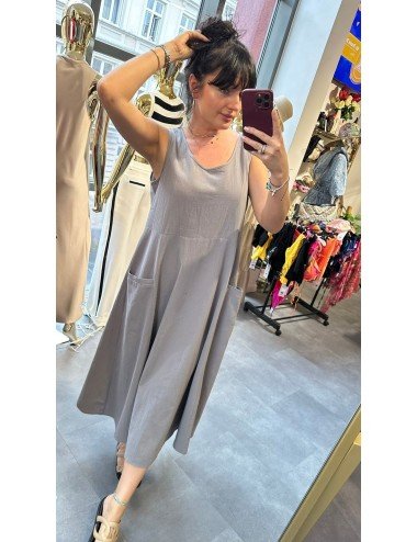 Sukienka Bawełniana Trapezowa Kieszenie Beż Czarna Błękitna Szara | Sukienka na Lato Damska | [Nazwa Twojego Sklepu]