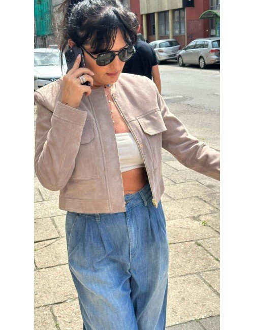 Kurtka ze skóry naturalnej, skóra zamszowa // 3971**