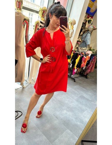 Czerwona Sukienka Tunika | 100% Bawełna | Letnia Sukienka | Odzież Damska