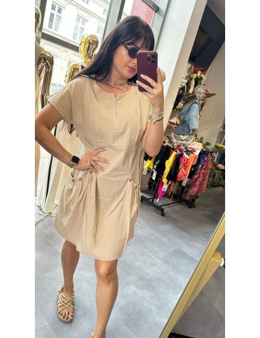 Sukienka Bawełniana Oversize z Kieszeniami – Czarna Beżowa Kremowa | Sklep [Nazwa Twojego Sklepu]