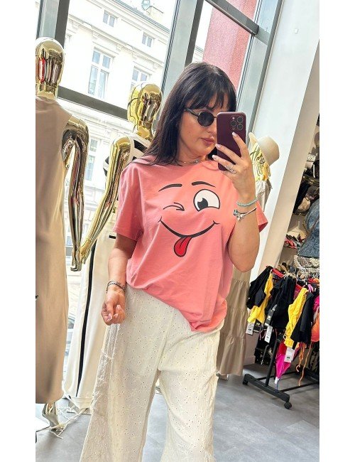 T-shirt Bawełniany Emotikon Biały Granatowy Masełkowy Brzoskwiniowy | Sklep [Nazwa Twojego Sklepu]