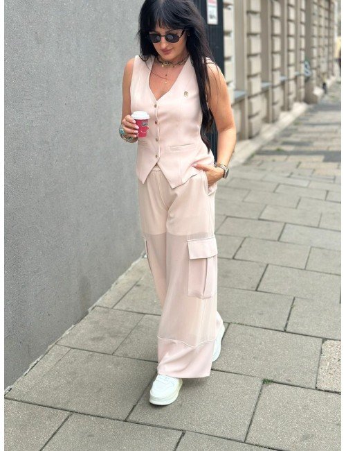 Spodnie Damskie Proste Nogawki | Białe Czarne Pudrowy Róż | Wiskoza Poliamid Elastan | Modne Spodnie