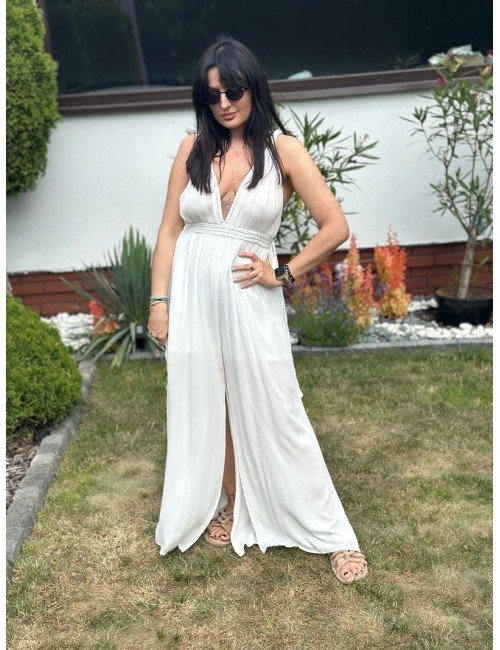 Kombinezon Damski Ana Caselli z Wiskozy - Beżowy, Włoska Marka