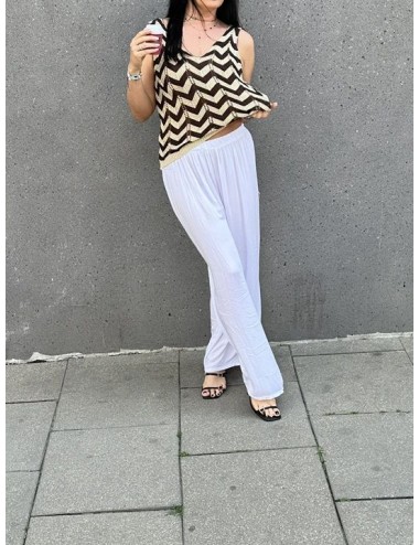 Spodnie Damskie Białe Wiskoza Szerokie Nogawki Made in Italy