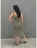 Sukienka Midi w Zygzak Akryl Nylon Made in Italy - Letnia