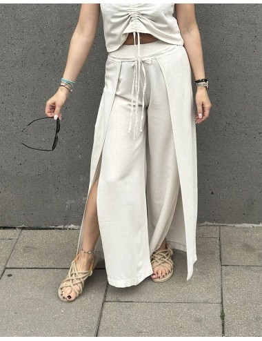 Spodnie AdoreDanew Szerokie z Rozcięciami | Len Bawełna Wiskoza | Sklep Online