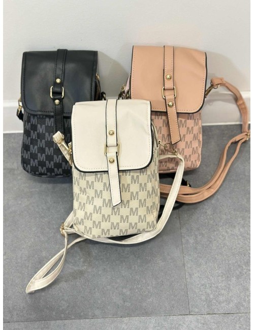 Torebka na Telefon Z Monogramem | Mini Torebka Damska Ekoskóra | Czarna Ecru Różowa