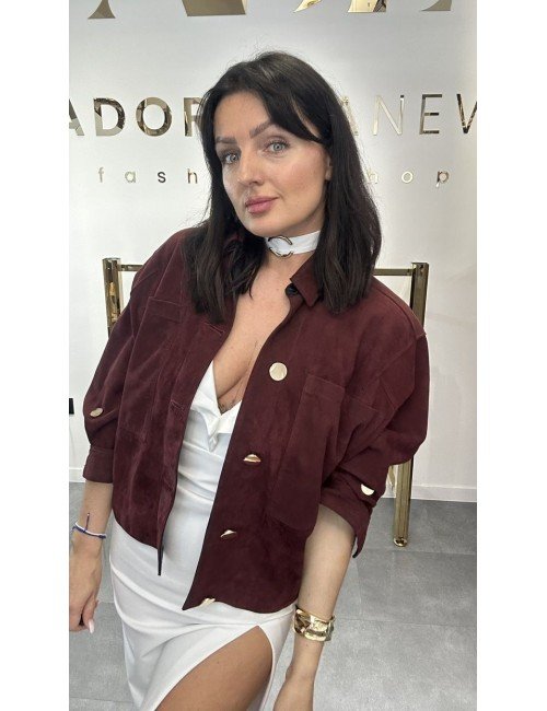 Dwustronna Kurtka Skórzana Damska Adore Danew Zamsz Licowana Guziki