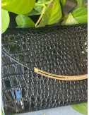 Klasyka i Blask: Torebka Kopertówka z Wzorem Skóry Krokodyla // 4776