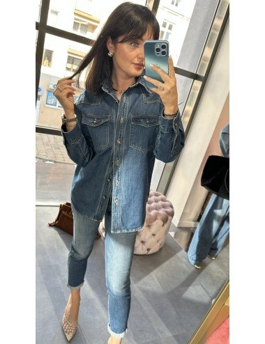 Jeansowa Koszula z Dżetami - Made in Italy | Rozmiar Uniwersalny // 4791