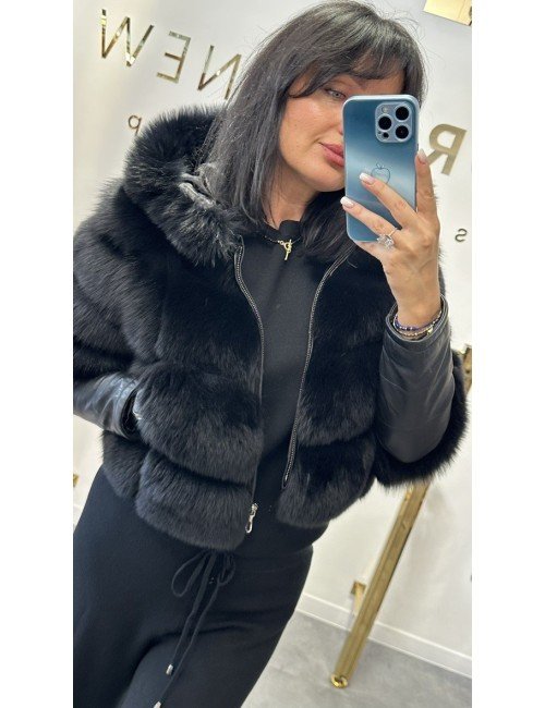 Luksusowa Kurtka Parka 3w1 - Naturalne Futro i Skóra | Odpinane Elementy // 4798