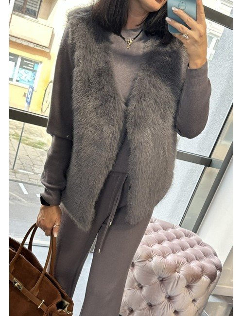 Szara Kamizelka Eko Futro - Miękka i Elegancka | Styl i Komfort // 4805
