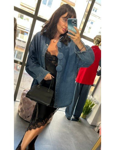 Koszulo-Kurtka Jeansowa Oversize Parocas 'Capri' – Elastyczny Denim z Luksusowymi Guzikami (Made in Italy) // 4861