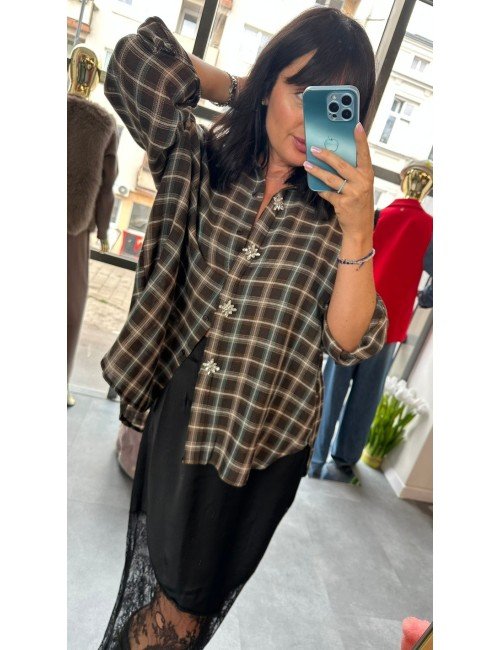 Koszula Flannel Chic Plaid – Włoski Design i Kryształowy Blask // 4864