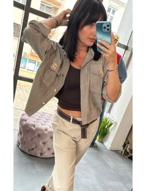 Włoska Krótka Katana Bomber Chic – Luksusowy Twist w Stylu Utility // 4865