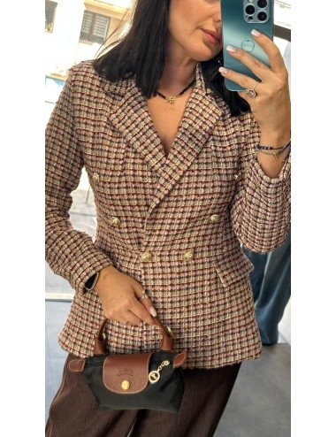 Żakiet Tweed Chanelkowy Premium Made in Italy – Złote Guziki i Klasyczna Elegancja // 4834