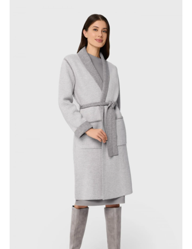 Luksusowy Dwustronny Kardigan Merino z Kaszmirem – Szlafrok, Szary, Made in Italy // 4943