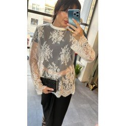 Luksusowa Koronkowa Bluzka Biała Oversize – Poliamid Made in Italy // 4951*