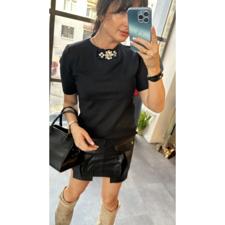 Bluzka Dzianinowa Premium Lurex Shine z Broszką – Włoski Połysk i Elegancja // 4956