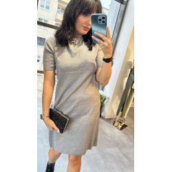 Sukienka Dzianinowa Lurex Shine z Krótkim Rękawem - Brokatowa Elegancja Made in Italy // 4959