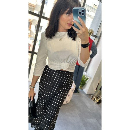 Klasyczna Bluzka Wiskozowa z Rękawem 3/4 - Włoski Komfort i Uniwersalny Styl //  4965