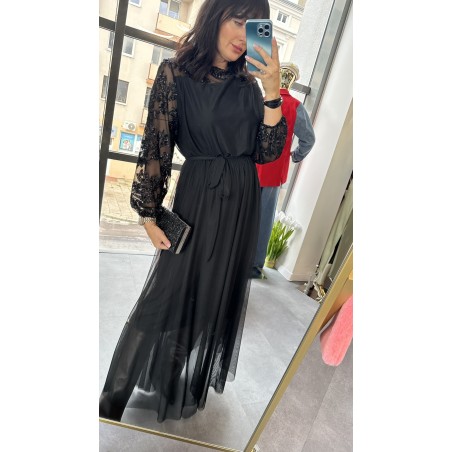 Sukienka Maxi Glamour z Cekinowymi Rękawami – Włoski Szyk na Wielkie Wyjścia // 4968