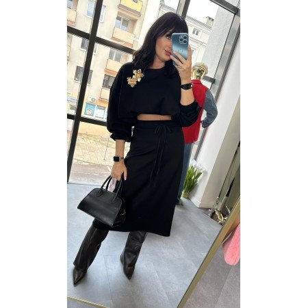 Spódnica Midi Dzianinowa z Troczkami – Wygoda i Elegancja w Stylu Made in Italy // 4981