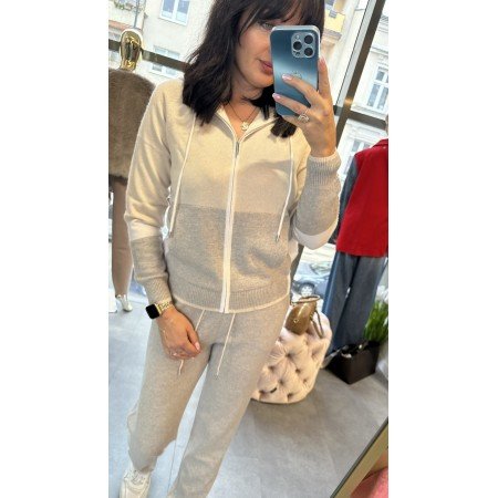 Kardigan w stylu sport-chic, kaszmir i wełna merino // 5007