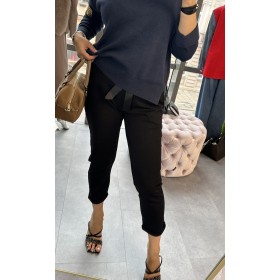 Włoskie Spodnie Cygaretki "Smart-Flex" z Paskiem – Made in Italy (Wiskoza/Poliester/Elastan) // 4989