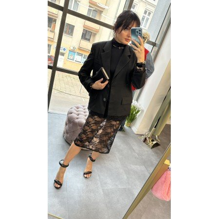 Włoska Marynarka Oversize z Koronkowymi Mankiety – Made in Italy, Rozmiar Uniwersalny // 5040