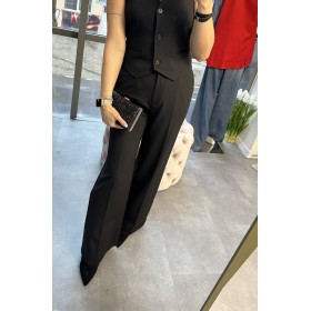 Szerokie Spodnie Garniturowe Imperial – Klasyczna Czerń, Włoska Jakość i Komfort // 5100