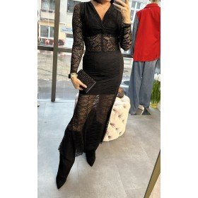 Ekskluzywna Spódnica Maxi z Teksturowanej Siateczki – Black Elegance // 5105