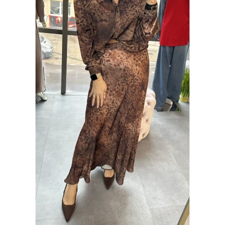 Satynowa Spódnica Maxi "Leopard Flow" – Włoski Luksus z Panterką // 5116
