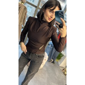 Brown Armour: Włoska Bluzka z Poduszkami i Biżuteryjnym Detalem // 5144