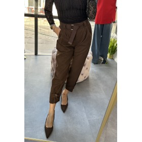 Luksusowe Spodnie "Espresso Chic" – Czekoladowy Brąz, Fason Culottes, Made in Italy (Uniwersalny Rozmiar) // 5160