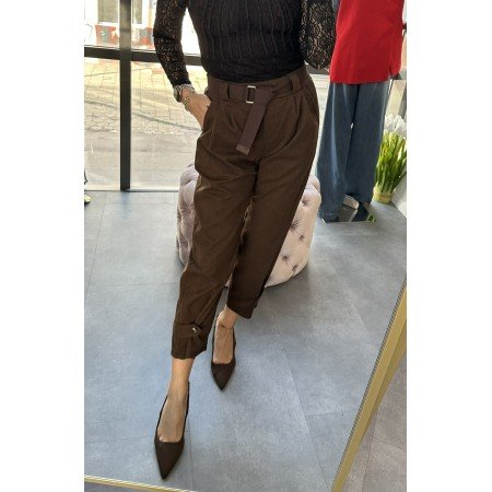 Luksusowe Spodnie "Espresso Chic" – Czekoladowy Brąz, Fason Culottes, Made in Italy (Uniwersalny Rozmiar) // 5160
