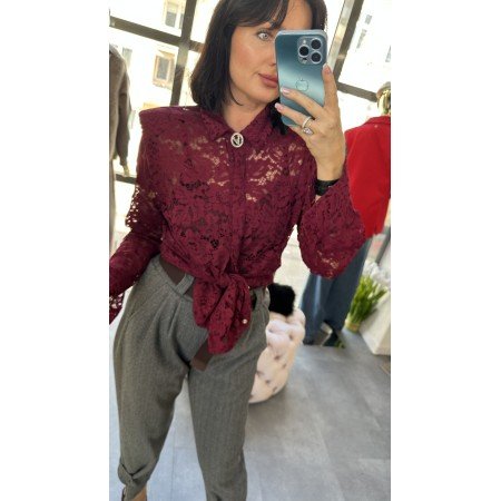 Koszula Koronkowa AMORE SHINE – Power Shoulders i Włoski Akcent // 5166