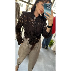 Koszula Koronkowa AMORE SHINE – Power Shoulders i Włoski Akcent // 5167