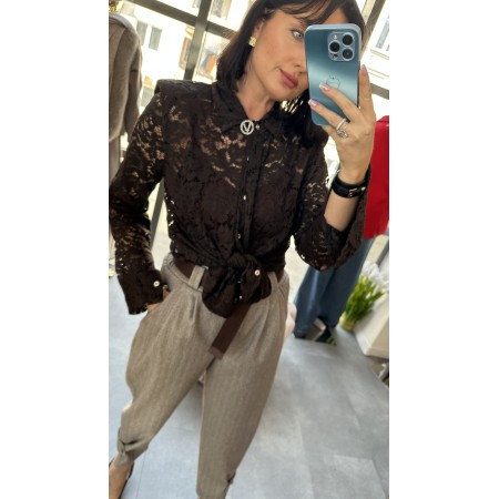 Koszula Koronkowa AMORE SHINE – Power Shoulders i Włoski Akcent // 5167