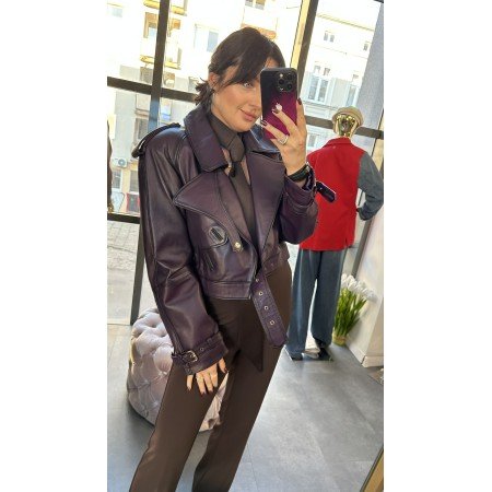 Ramoneska Skórzana AdoreDanew Premium Deep Plum – 100% Skóra Licowa Turecka // 5244