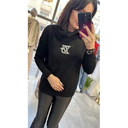 Luksusowy Sweter Golf Oversize z Logo X V Bling - Komfort w Stylu Italian Chic  // 5266