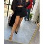 Szorty-Spódniczka BLACK ROSE – Eleganckie Skort z Kopertowym Krojem i Odpinaną Broszką Różą // 5282
