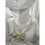 Biały komplet, naszyjnik + kolczyki // 5335